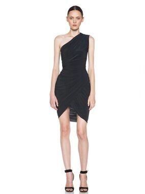 Alexander Wang Black One-Shoulder Ruched Mini Dress